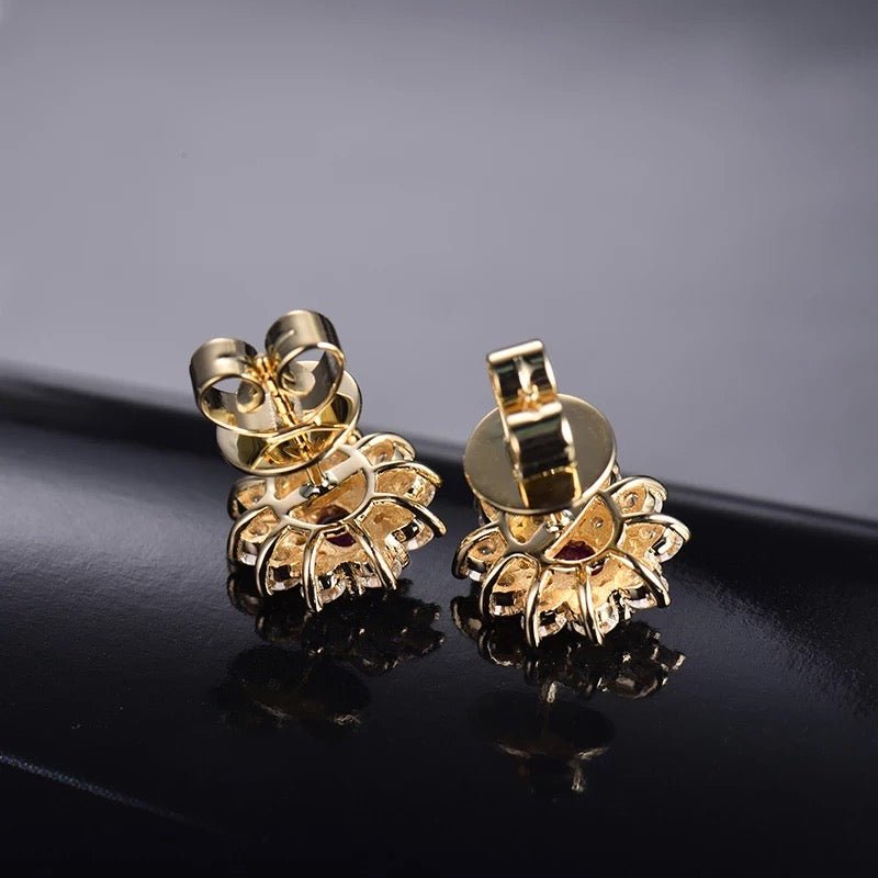 18K Yellow Gold 1.00 ct Pink Ruby Earrings