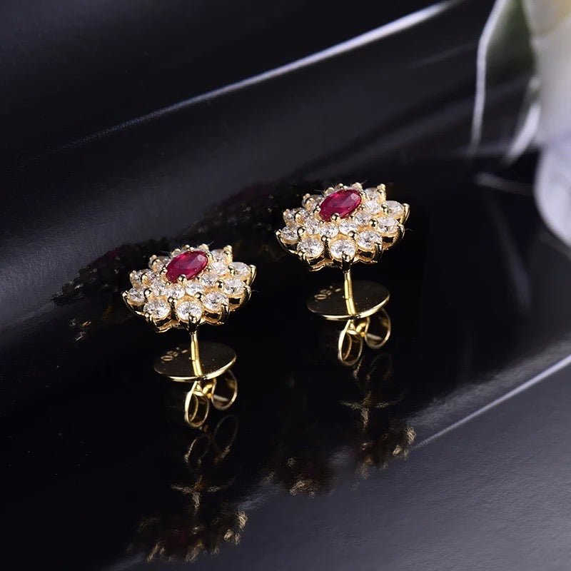 18K Yellow Gold 1.00 ct Pink Ruby Earrings