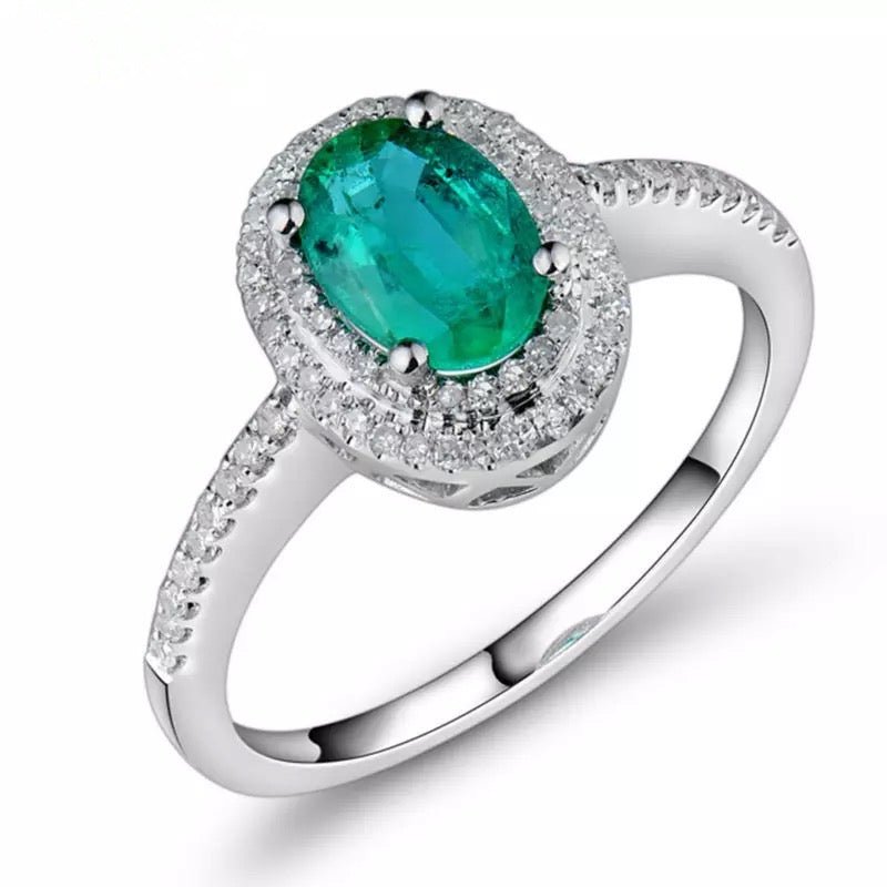 18Kt Gold Diamond 0.78 ct Emerald Ring