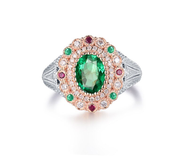 18Kt Gold Diamond 1.20 ct Emerald Ring