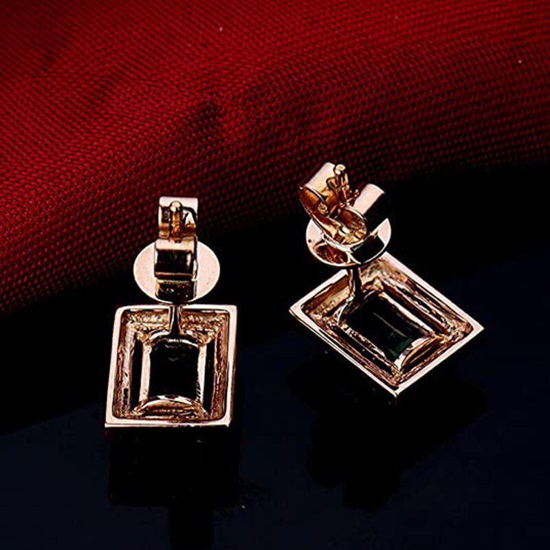 18Kt Rose Gold 1.23ct Emerald Earrings with Diamonds