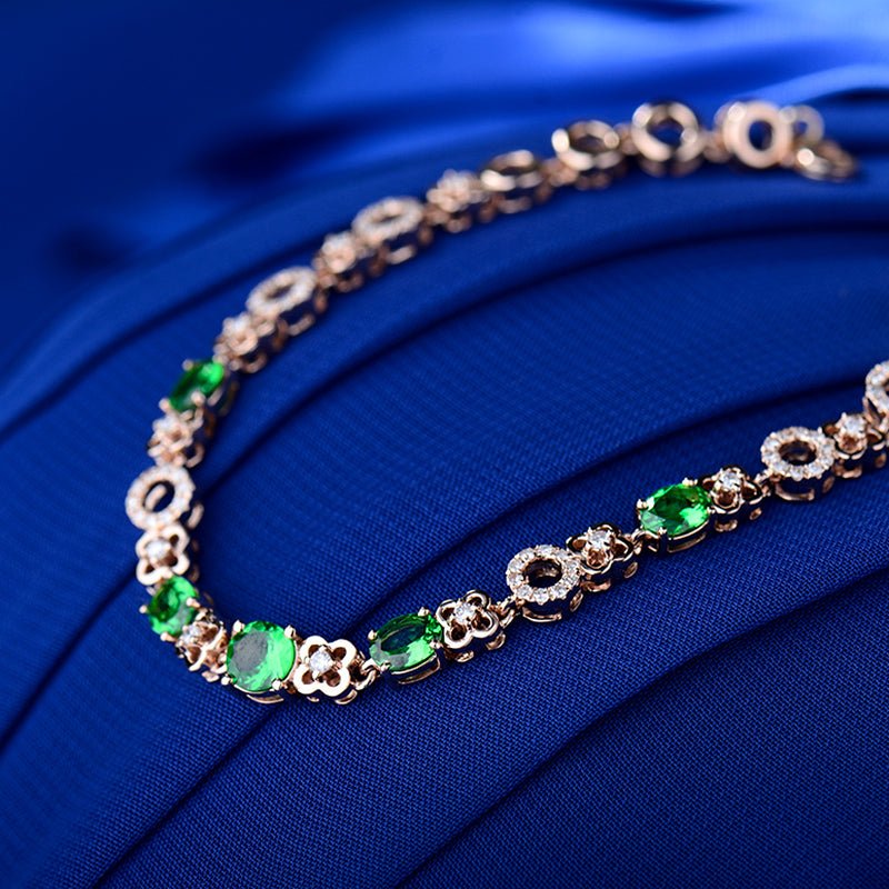 18Kt Rose Gold 1.55ct Tsavorite Bracelet with Diamonds