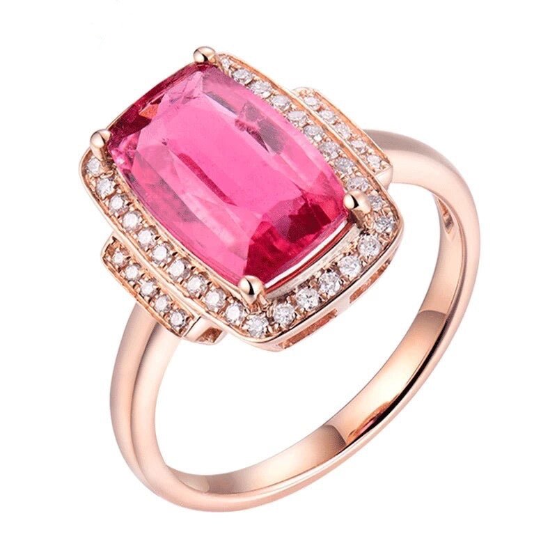 18kt Rose Gold 3.00 ct Tourmaline Ring with Diamonds