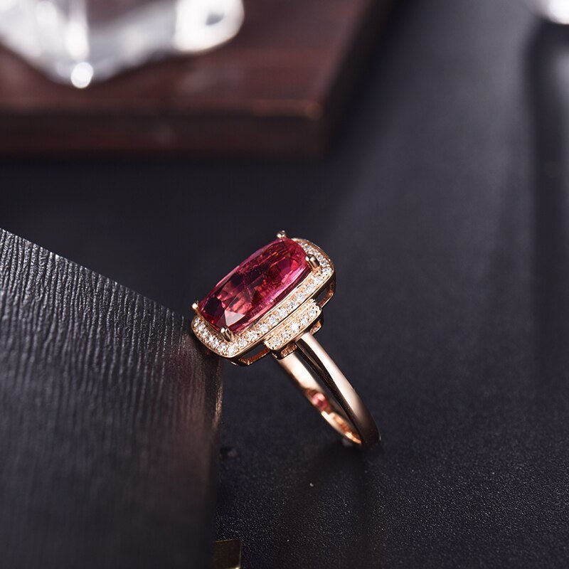 18kt Rose Gold 3.00 ct Tourmaline Ring with Diamonds