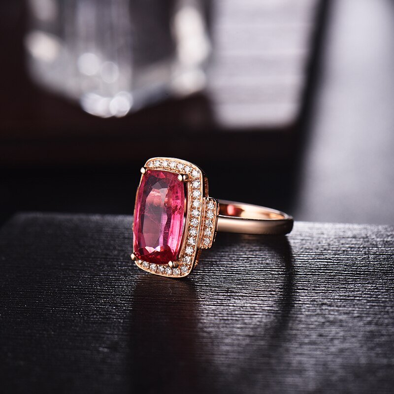 18kt Rose Gold 3.00 ct Tourmaline Ring with Diamonds