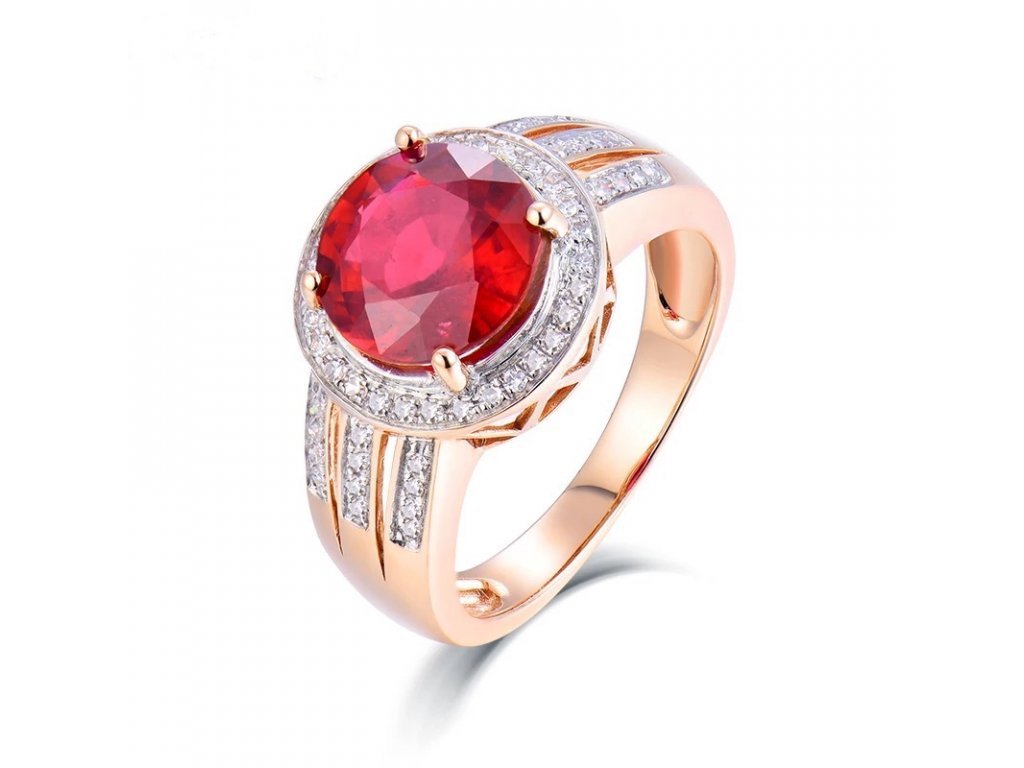 18kt Rose Gold 4.60ct Diamond & 4.34ct Natural Ruby Ring