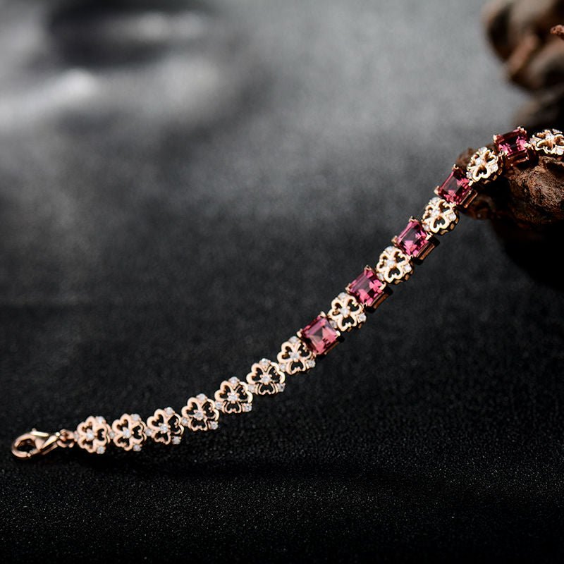 18Kt Rose Gold 5.04 ct Pink Tourmaline Bracelet with Diamonds