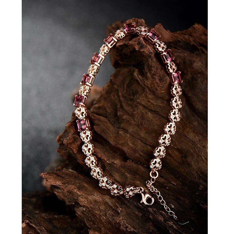 18Kt Rose Gold 5.04 ct Pink Tourmaline Bracelet with Diamonds