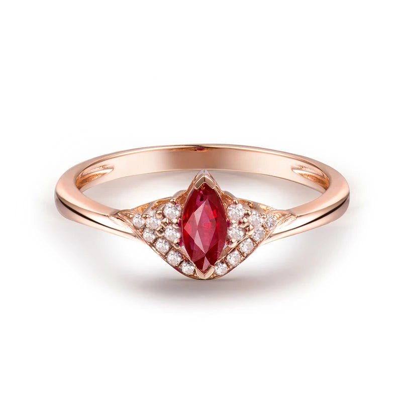 18Kt Rose Gold Diamond & 0.35 ct Ruby Ring