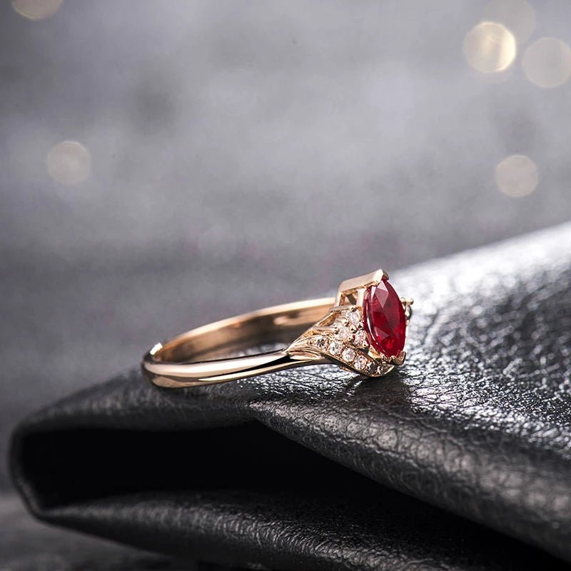 18Kt Rose Gold Diamond & 0.35 ct Ruby Ring