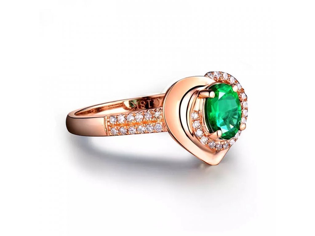 18Kt Rose Gold Diamond 0.55ct Emerald Ring