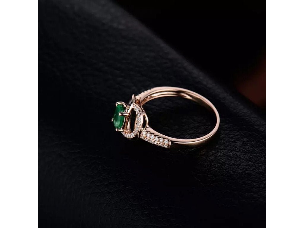 18Kt Rose Gold Diamond 0.55ct Emerald Ring