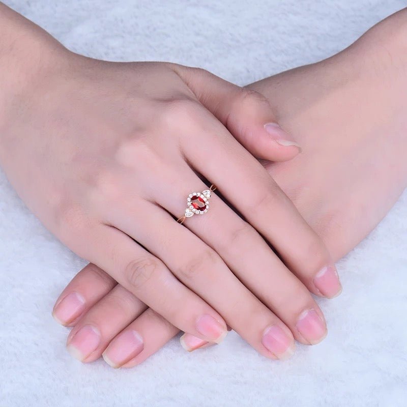 18Kt Rose Gold Diamond & 0.57 ct Ruby Ring