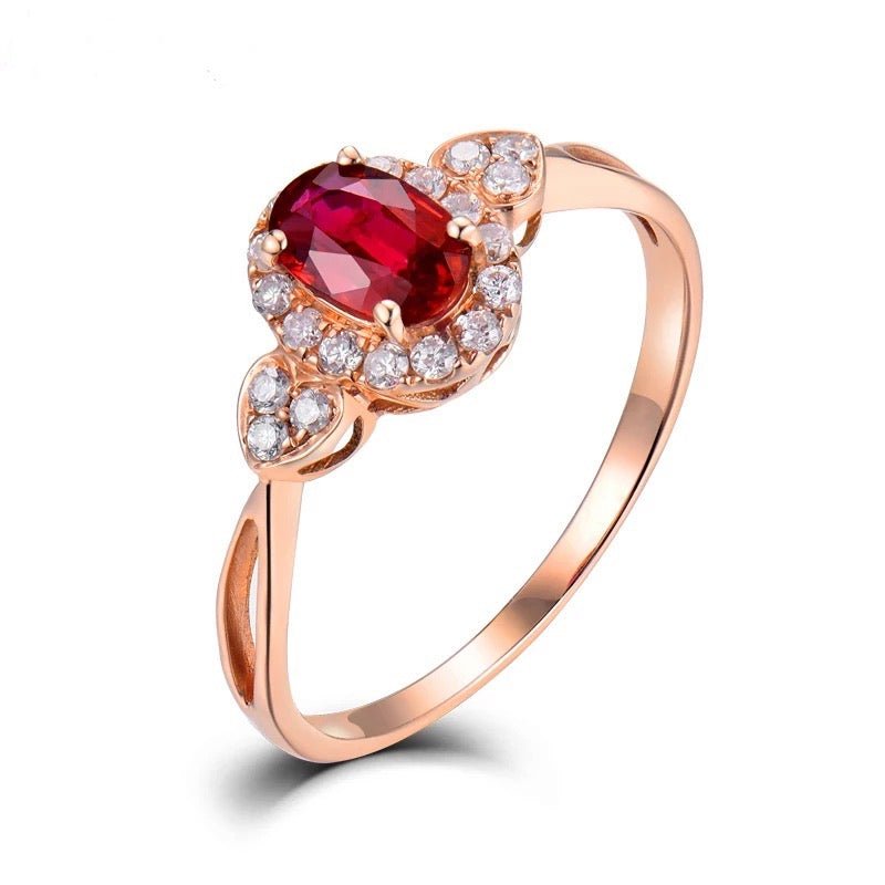 18Kt Rose Gold Diamond & 0.57 ct Ruby Ring