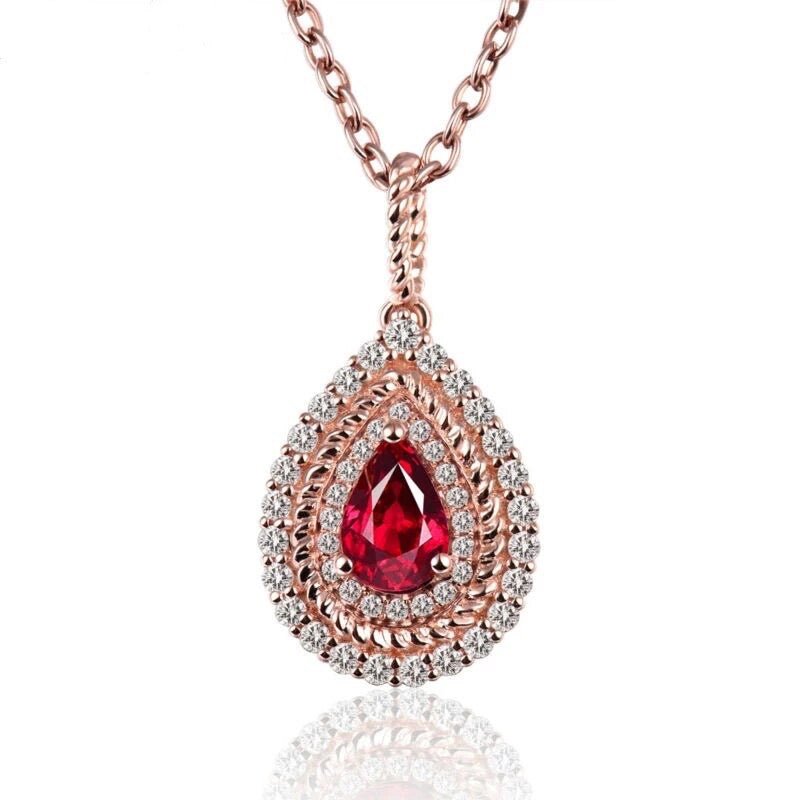 18Kt Rose Gold Diamond 0.67 ct Ruby Pendant