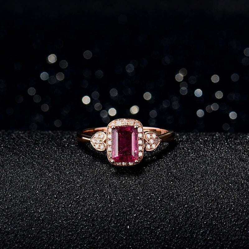 18kt Rose Gold Diamond & 0.73ct Pink Tourmaline Ring