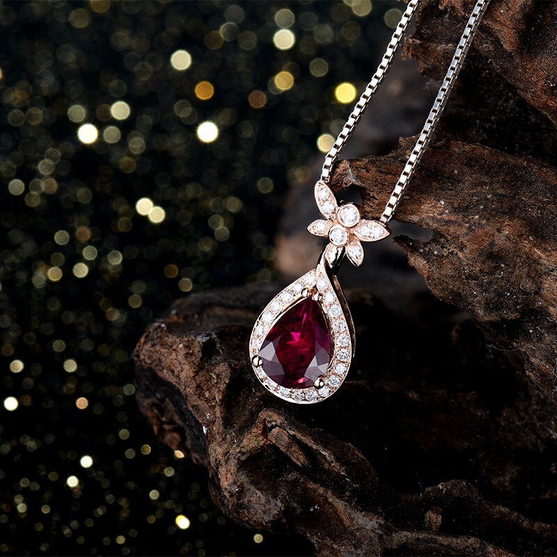 18Kt Rose Gold Diamond 0.90 ct Pink Tourmaline Gemstone Pendant