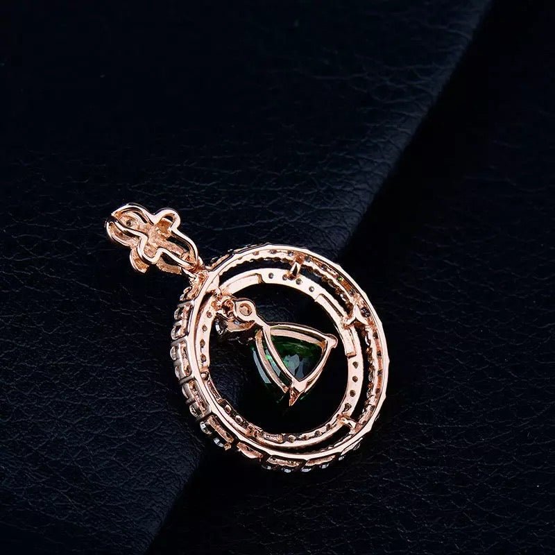 18Kt Rose Gold Diamond 1.03 ct Tsavorite Pendant