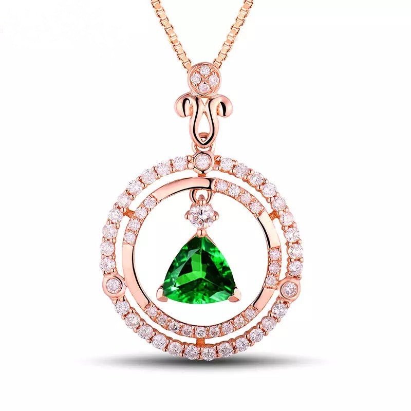 18Kt Rose Gold Diamond 1.03 ct Tsavorite Pendant