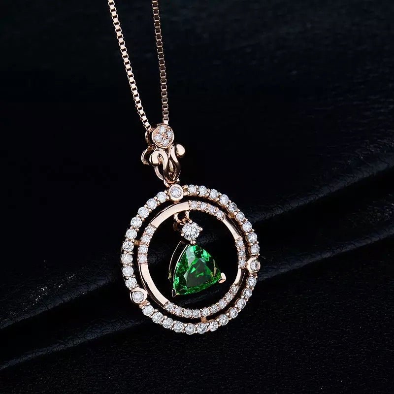 18Kt Rose Gold Diamond 1.03 ct Tsavorite Pendant