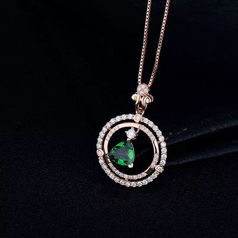 18Kt Rose Gold Diamond 1.03 ct Tsavorite Pendant