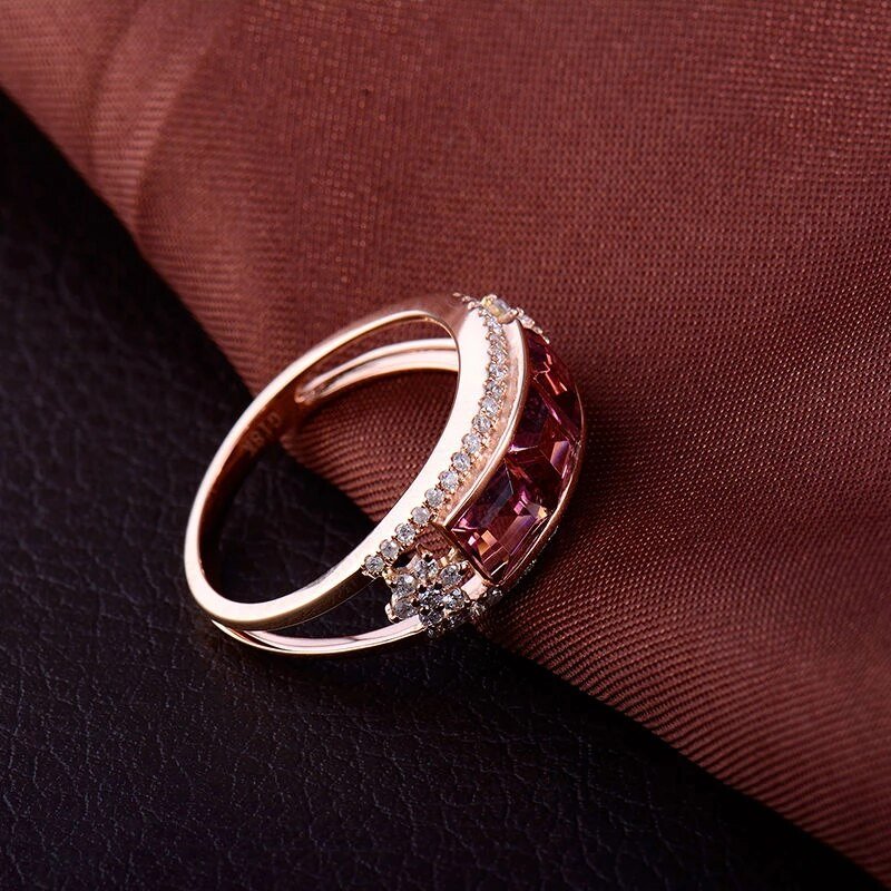 18kt Rose Gold Diamond & 1.15ct Tourmaline Ring