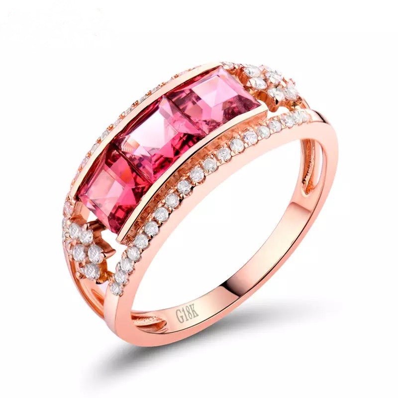 18kt Rose Gold Diamond & 1.15ct Tourmaline Ring