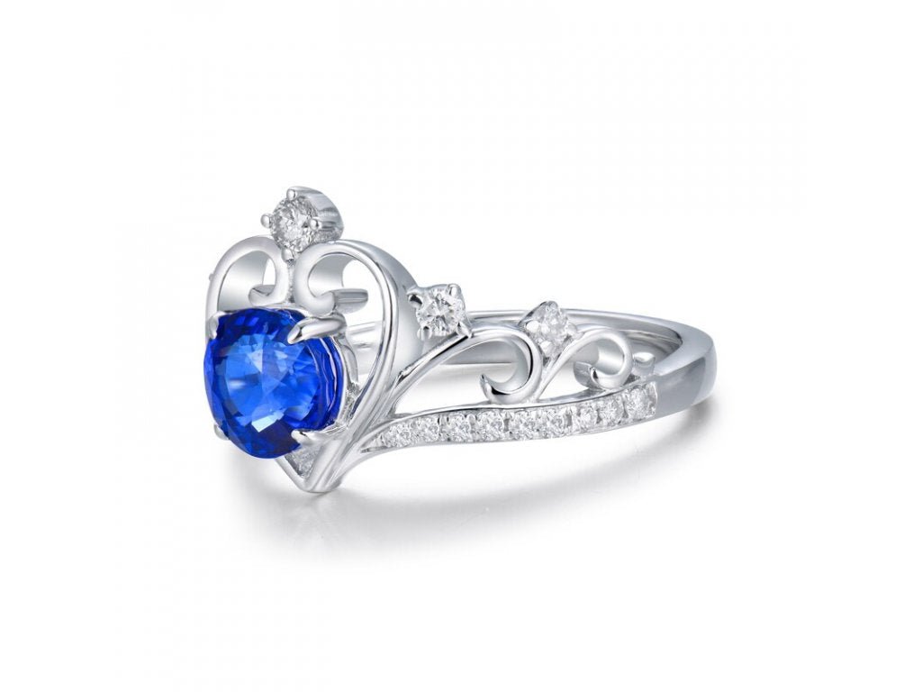 18Kt White Gold 0.80ct Sapphire Ring with Natural Diamonds