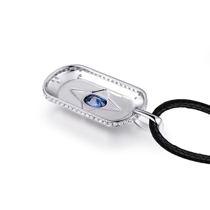 18Kt White Gold Blue Sapphire 1.00 ct Pendant for men