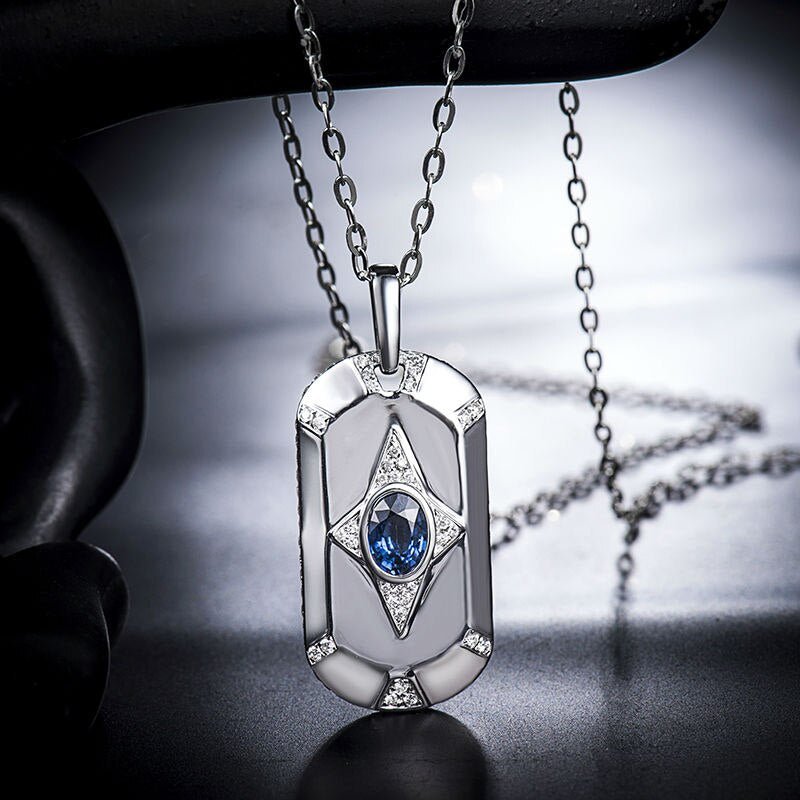 18Kt White Gold Blue Sapphire 1.00 ct Pendant for men