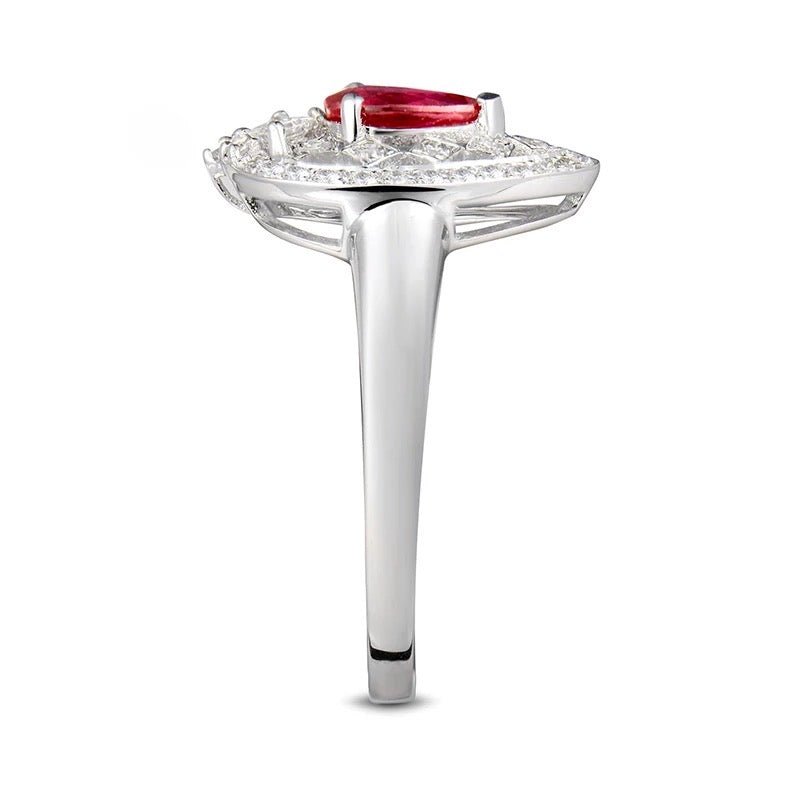 18Kt White Gold Diamond 0.46 ct Ruby Ring