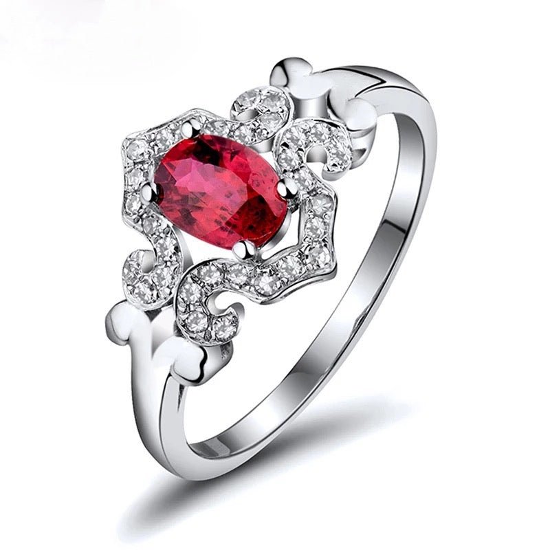 18Kt White Gold Diamond 0.80 ct Ruby Ring