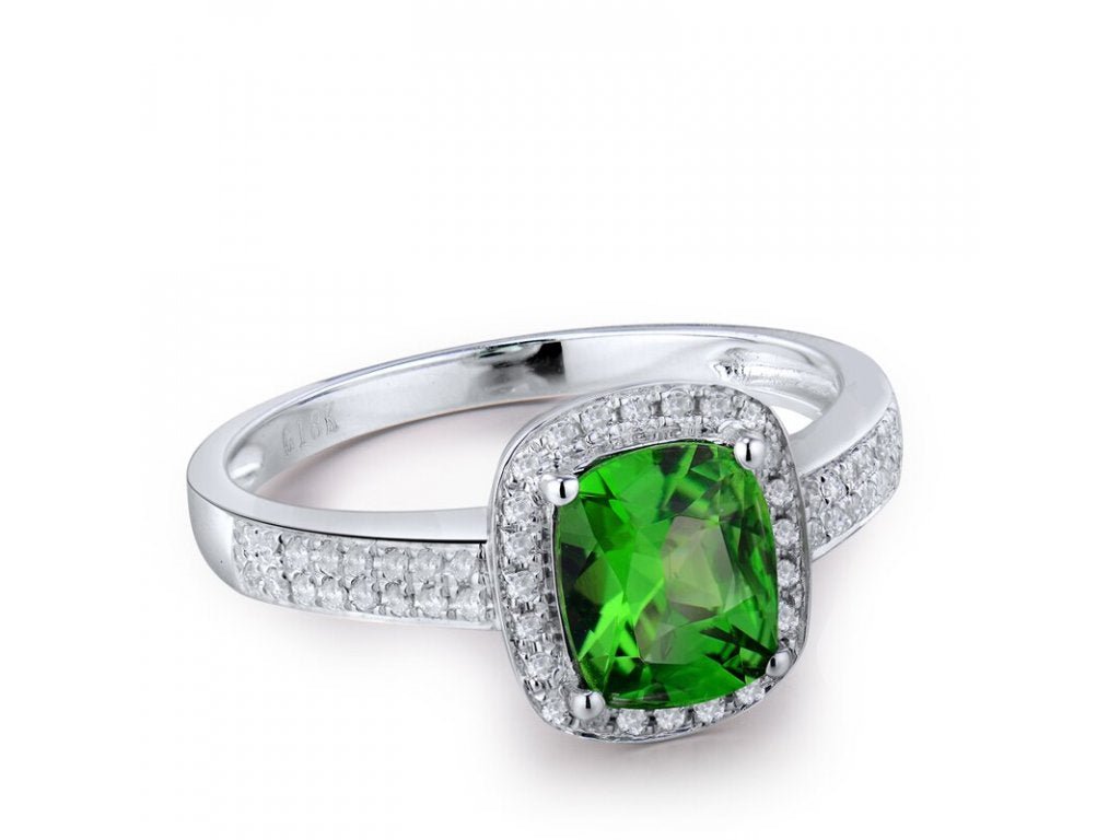 18Kt White Gold Diamond & 1.02ct Tsavorite Ring