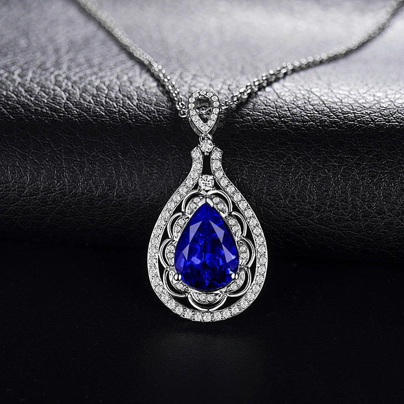 18Kt White Gold Diamonds 3.13 ct Tanzanite Pendants