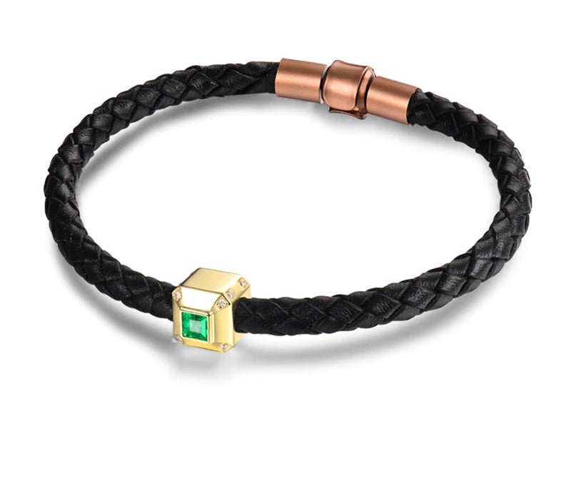 18Kt Yellow Gold 0.36 ct Emerald Bracelet with Diamonds