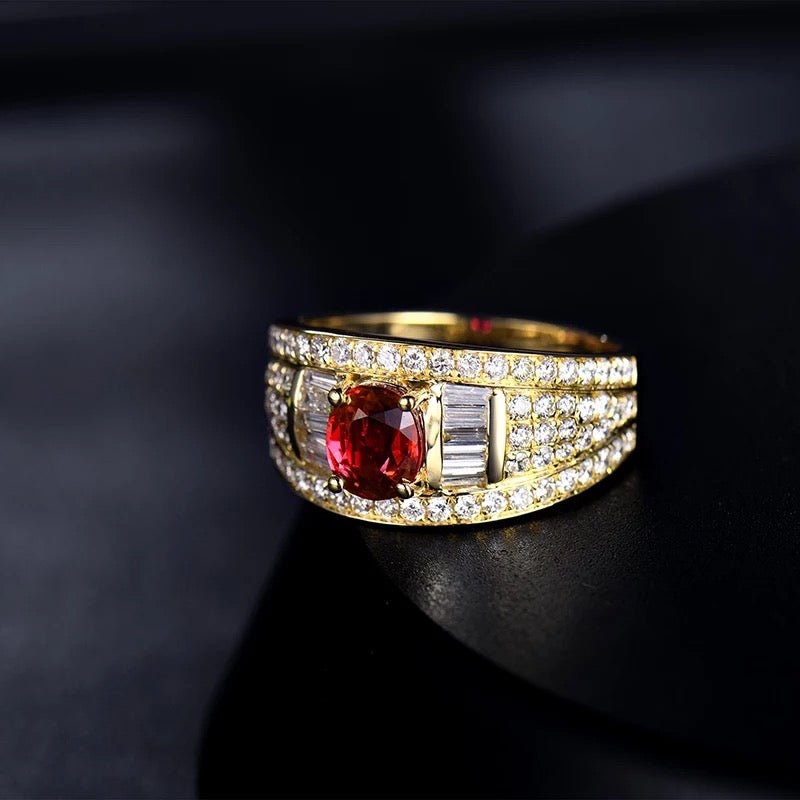 18Kt Yellow Gold Diamond 1.05 ct Ruby Ring