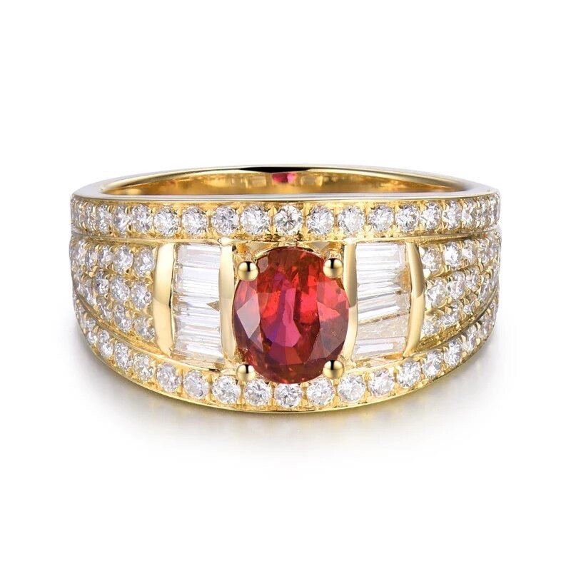 18Kt Yellow Gold Diamond 1.05 ct Ruby Ring