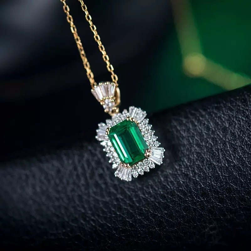 18Kt Yellow Gold Diamond & 2.36 ct Emerald Pendant