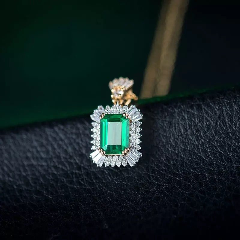 18Kt Yellow Gold Diamond & 2.36 ct Emerald Pendant