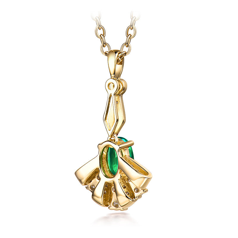 14 Kt Yellow Gold Diamond & 0.55 ct Emerald Pendant