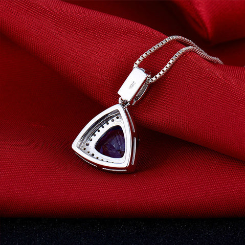 18K White Gold 1.94ct Tanzanite Pendant with Natural Diamonds