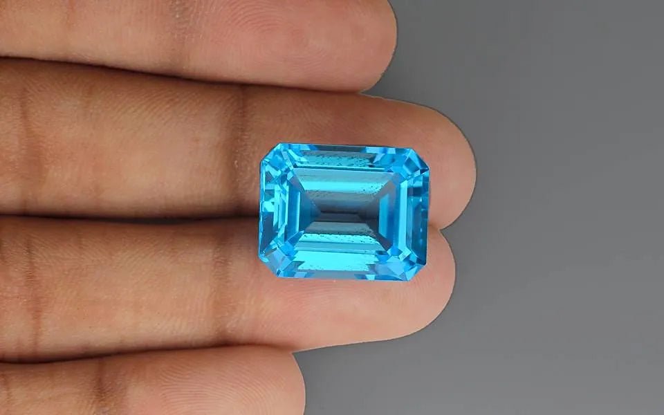 Natural Swiss Blue Topaz 26.88 ct – Octagon Cut, Certified