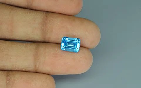 Natural Swiss Blue Topaz 3.02 ct – Emerald Cut, Irradiated, Certified