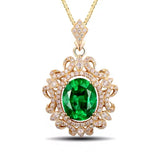 14 Kt Yellow Gold Diamond 2.39 ct Emerald Pendant