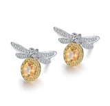 14K White Gold 0.52 ct Yellow Sapphire Earrings with Diamond