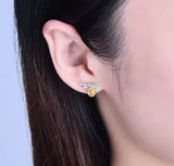 14K White Gold 0.52 ct Yellow Sapphire Earrings with Diamond