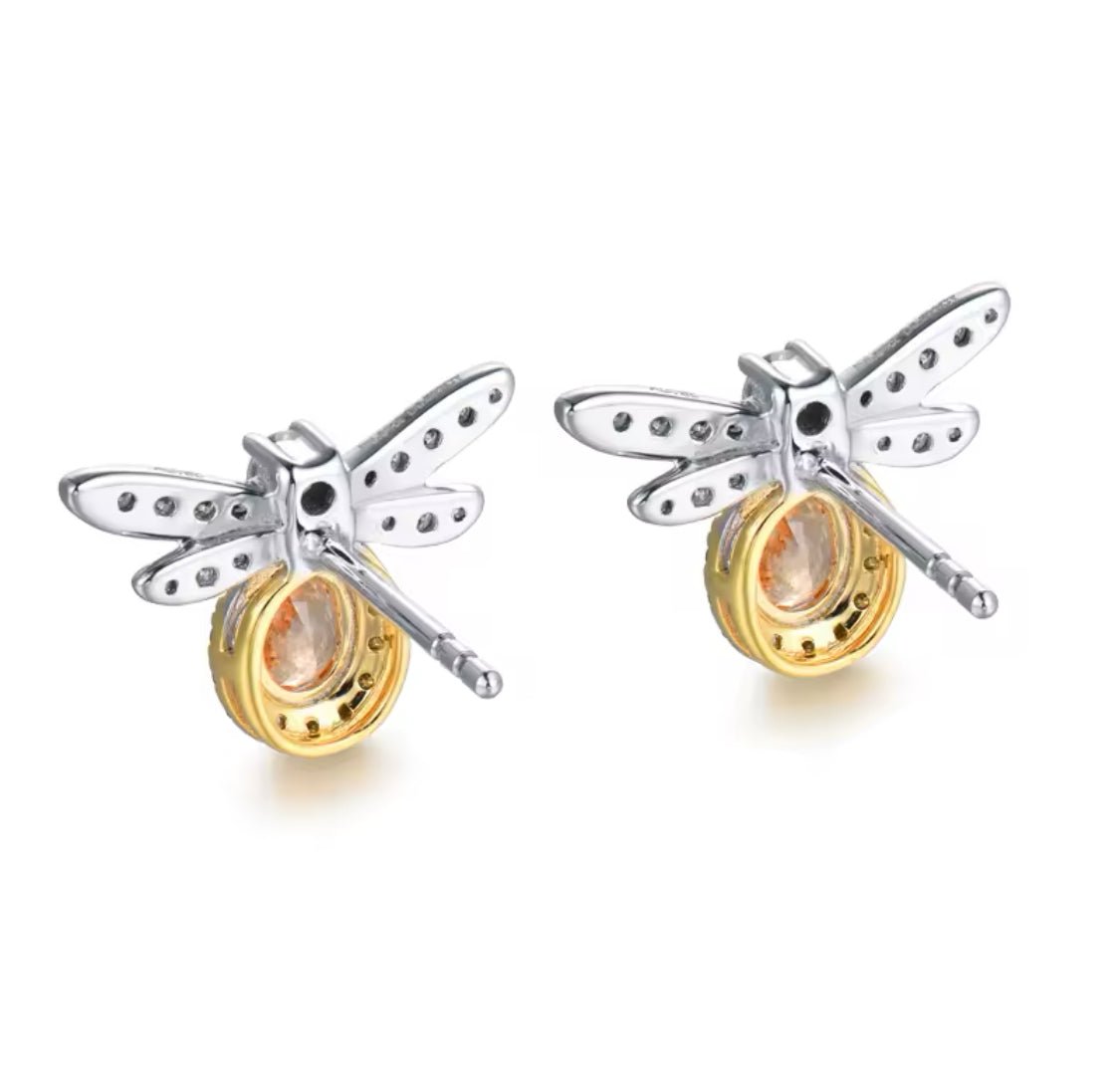 14K White Gold 0.52 ct Yellow Sapphire Earrings with Diamond