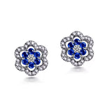 14K White Gold 0.60 ct Sapphire Earrings with Diamond