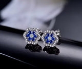 14K White Gold 0.60 ct Sapphire Earrings with Diamond