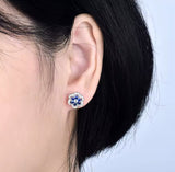 14K White Gold 0.60 ct Sapphire Earrings with Diamond